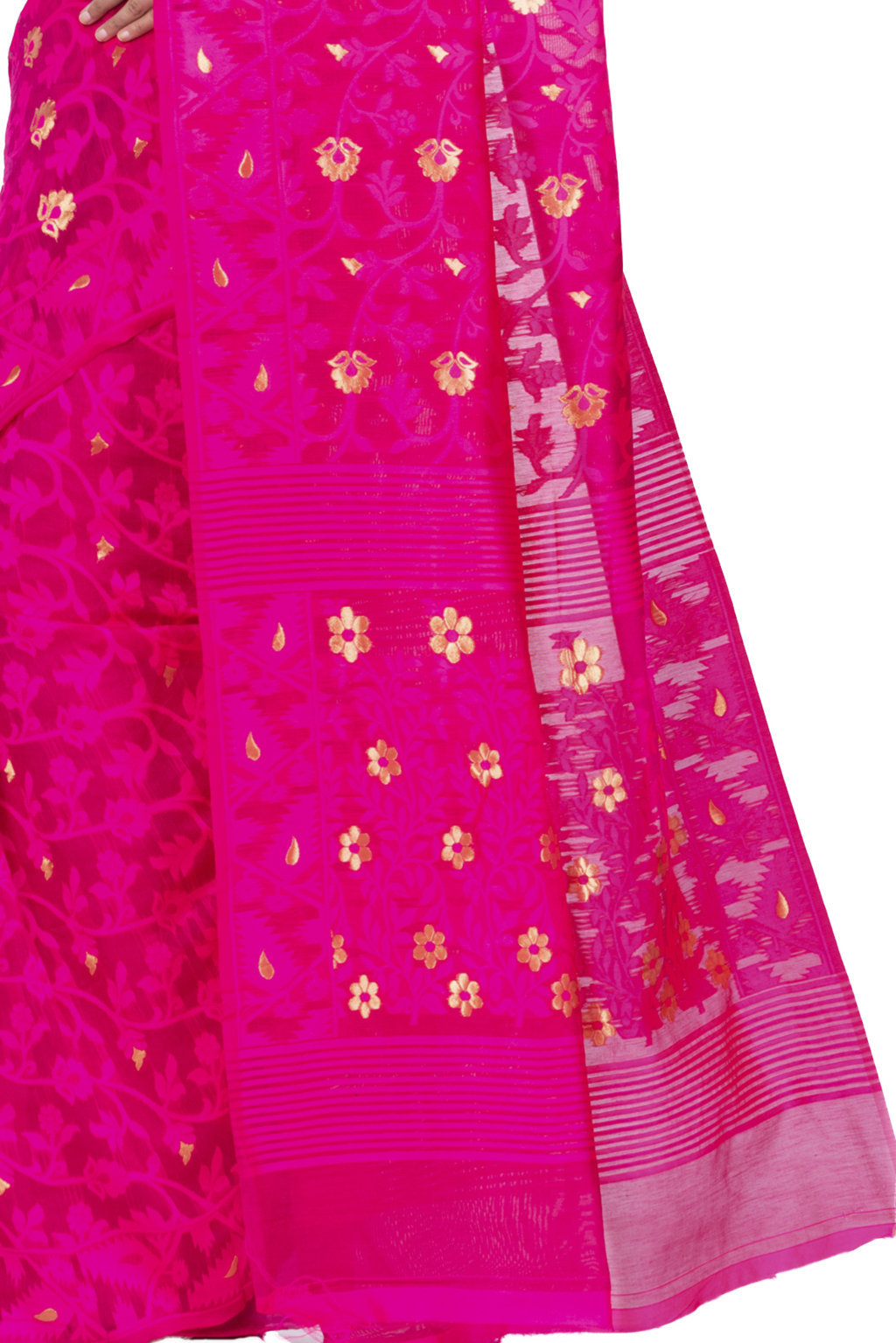 Pink Blended Cotton Kanak_Jmdni Jamdani Saree (687)